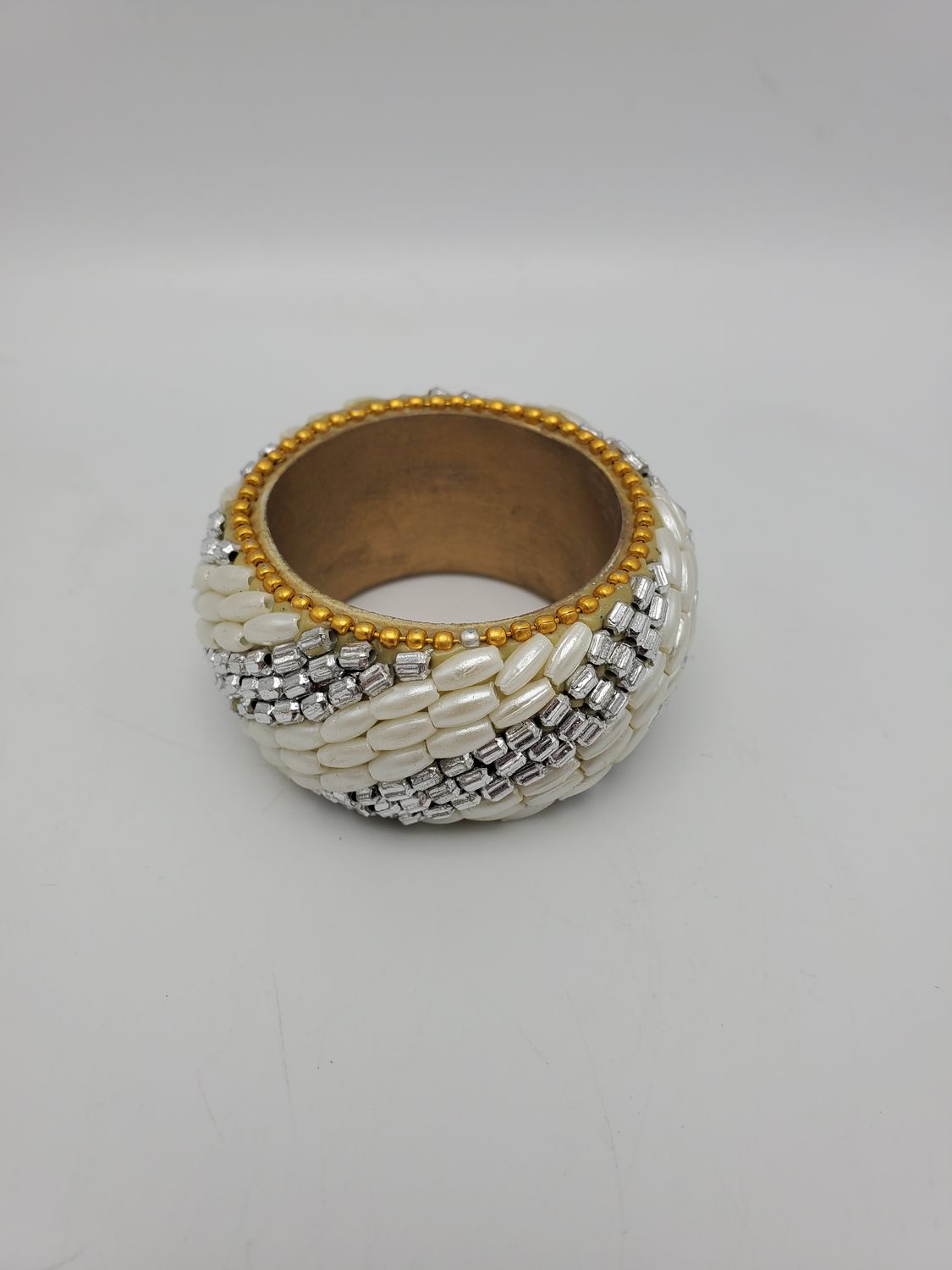 Faux Pearl &amp; Silver Beads Napkin Holders