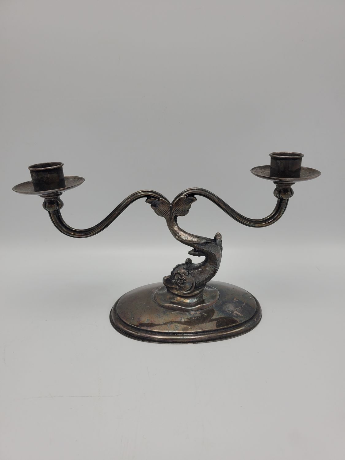 Silverplate 2-Arm Vintage Fish Candelabra