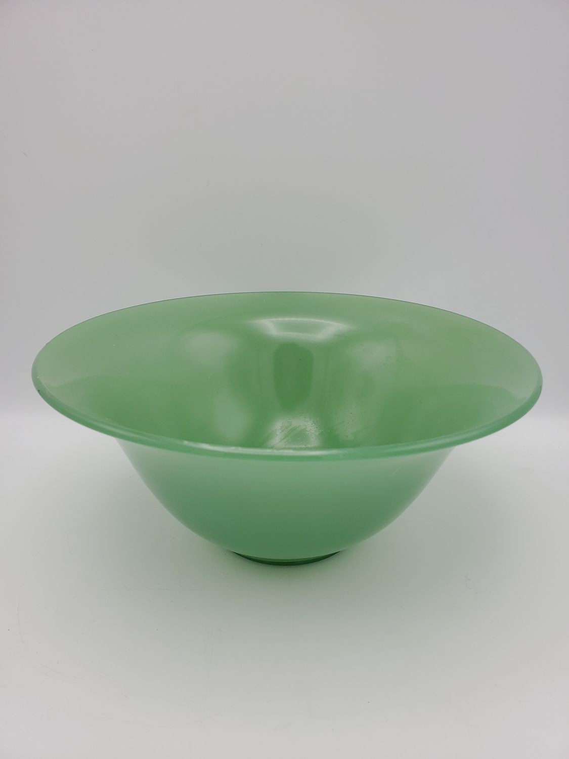 Vintage Satin Green Glass Flared Serving Bowl