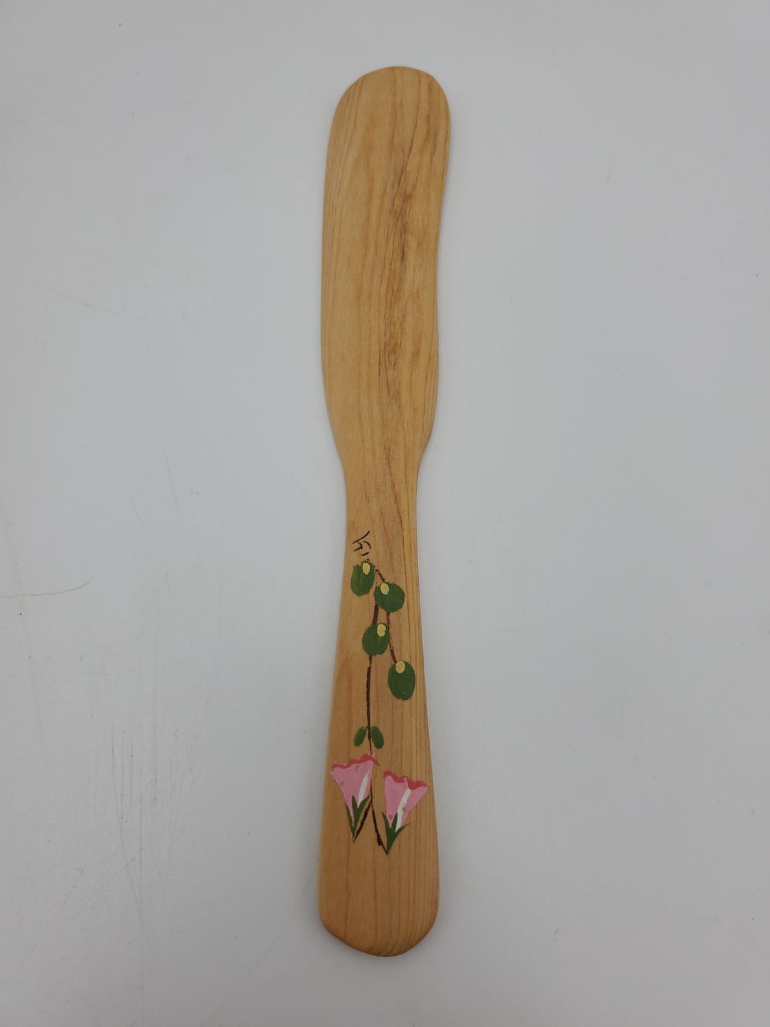 Hand painted flower wood butter knife