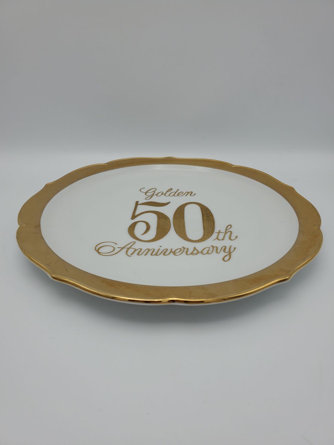 Hand Crafted in Japan Gilt Rim 50th Anniversary Commemorative Plate