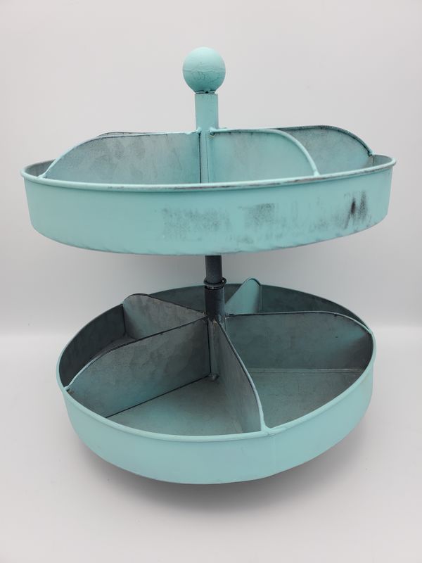 2-Tier Vintage Metal Lazy Susan Organizer