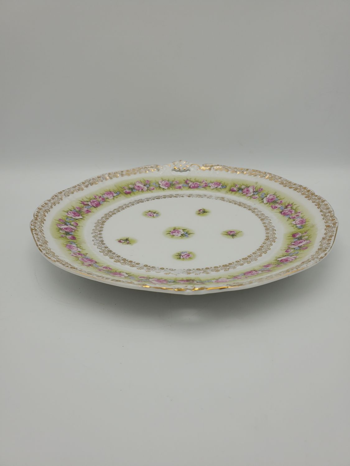 Antique Gilt Carl Tielsch Germany Handled Cake/Serving Plate