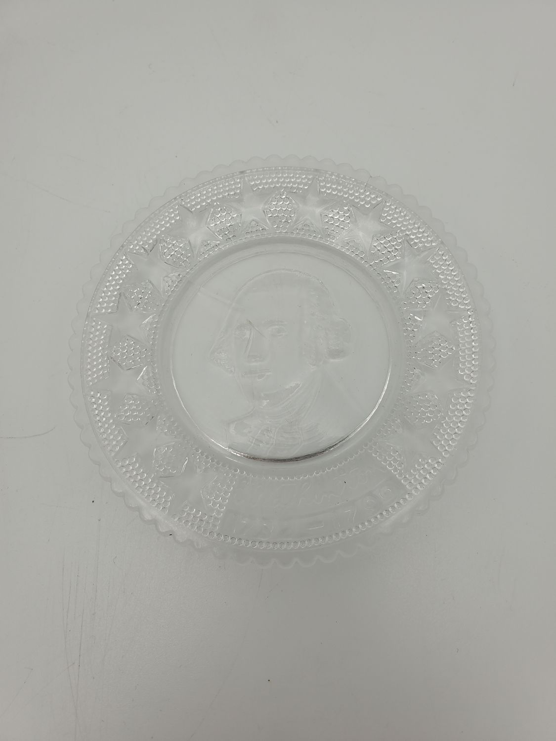 Miniature George Washington Antique Commemorative Pressed-Glass Butter Plate