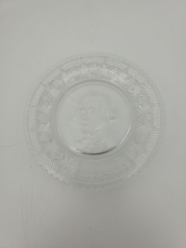 Miniature George Washington Antique Commemorative Pressed-Glass Butter Plate
