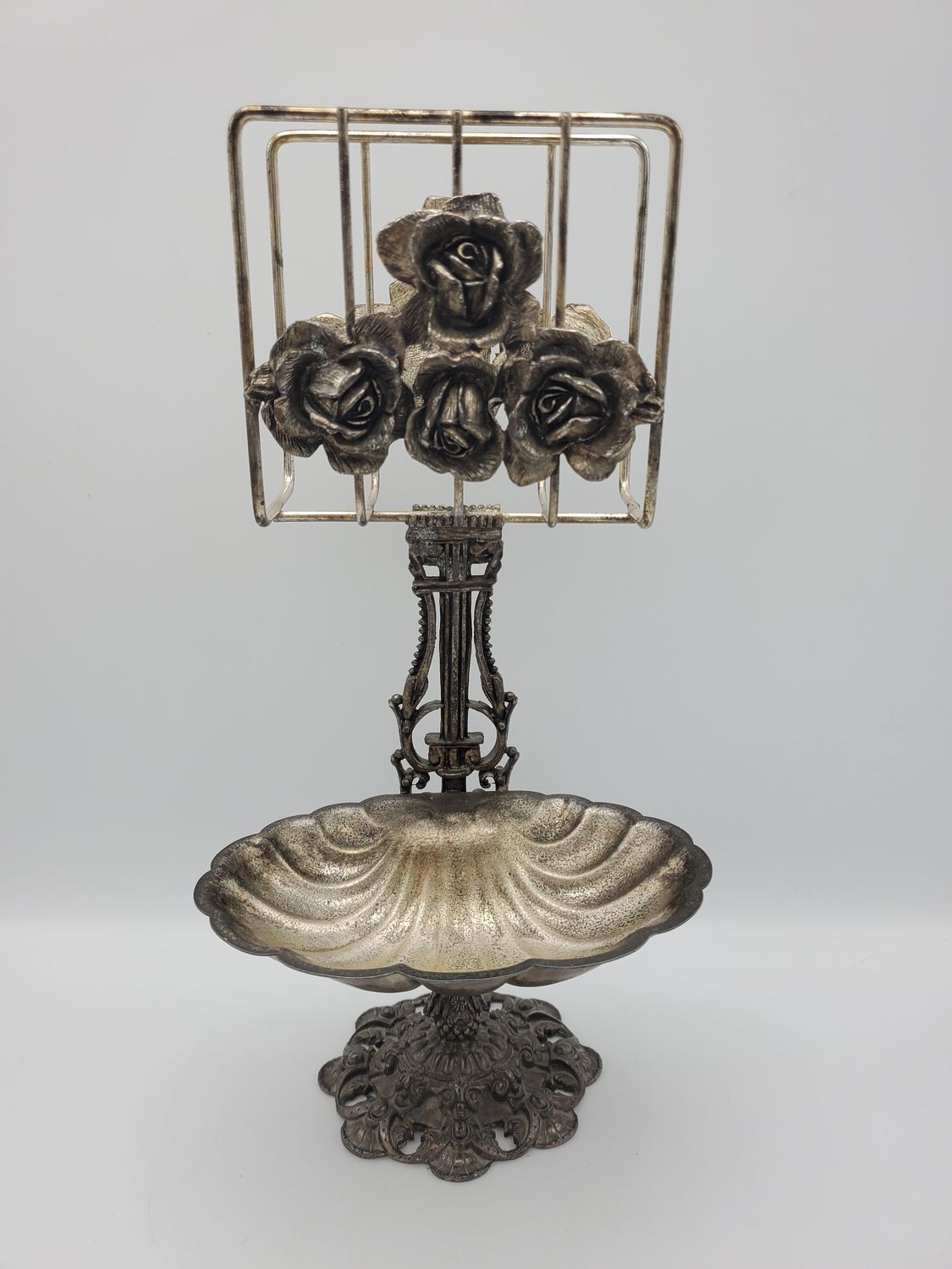 Roses metal napkin holder &amp; clam shell