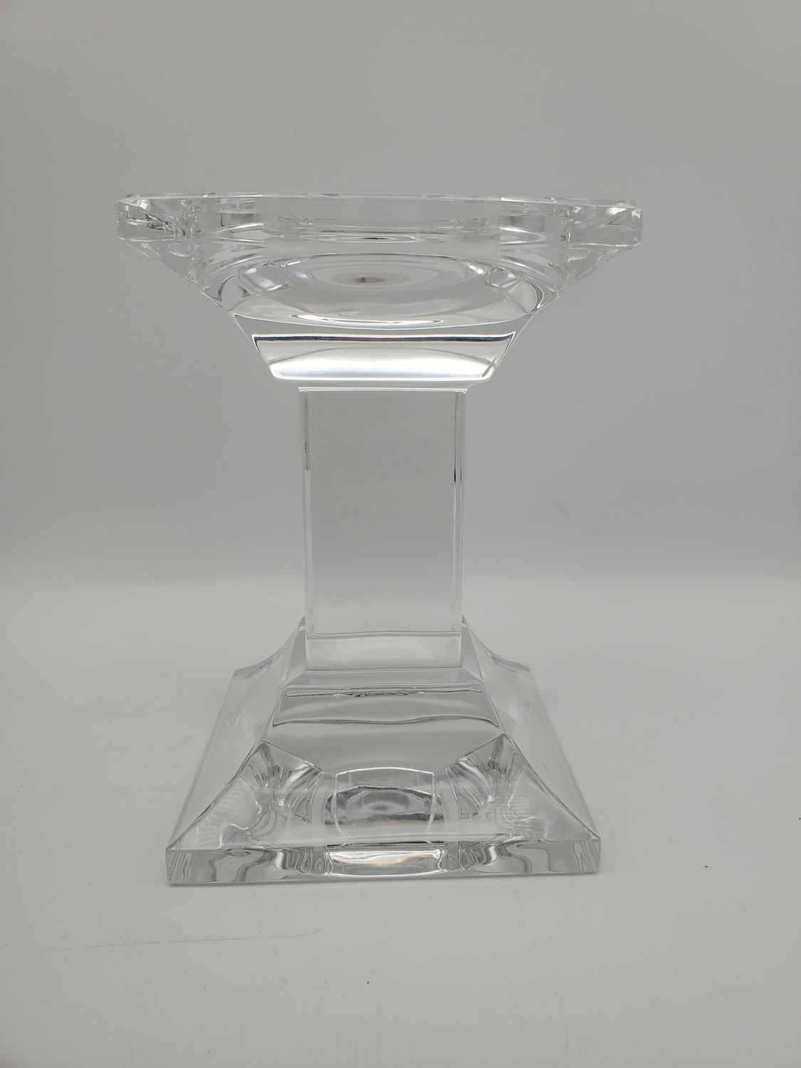 6 Clear Glass Square Column Candle Holder