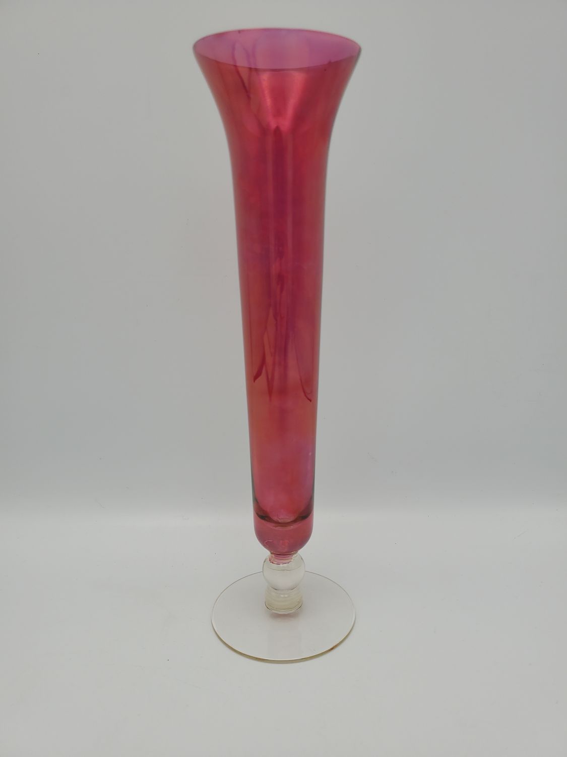 Pink Glass Trumpet Vintage Bud Vase