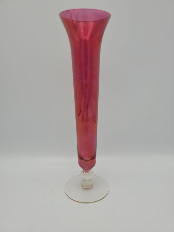 Pink Glass Trumpet Vintage Bud Vase