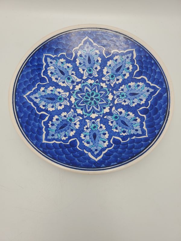 Iznik Blue Snowflake Deseni Hand-Painted Turkish Ceramic Plate