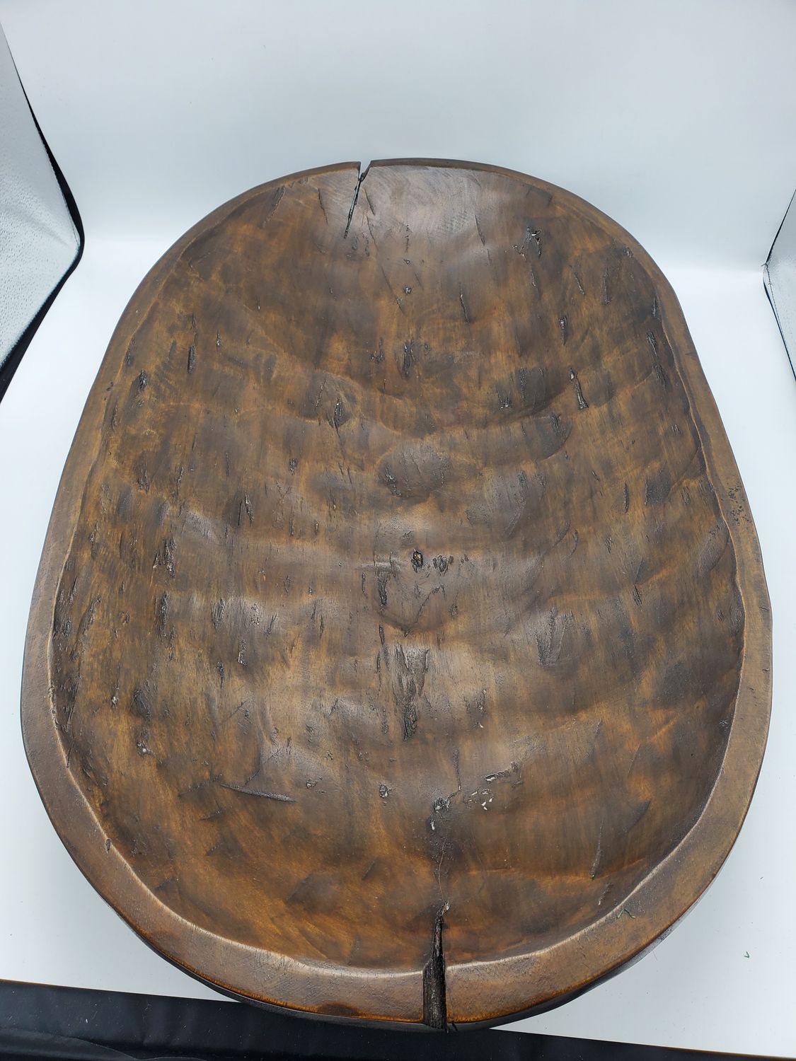 Oblong wood trench bowl