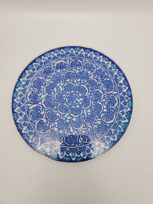 Blue Floral Ceramic Hand-Painted Wall Plate
