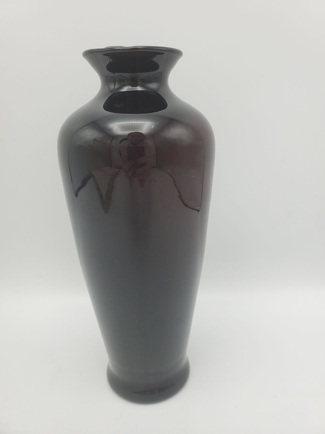 Flared Neck, Tapered Vintage Black Amethyst Vase