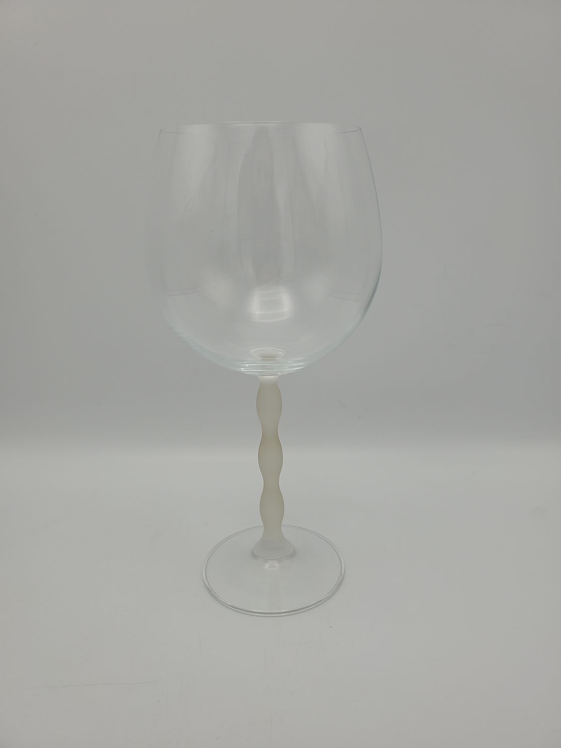 2 Frosted Balloon Stem Wine Glasses
