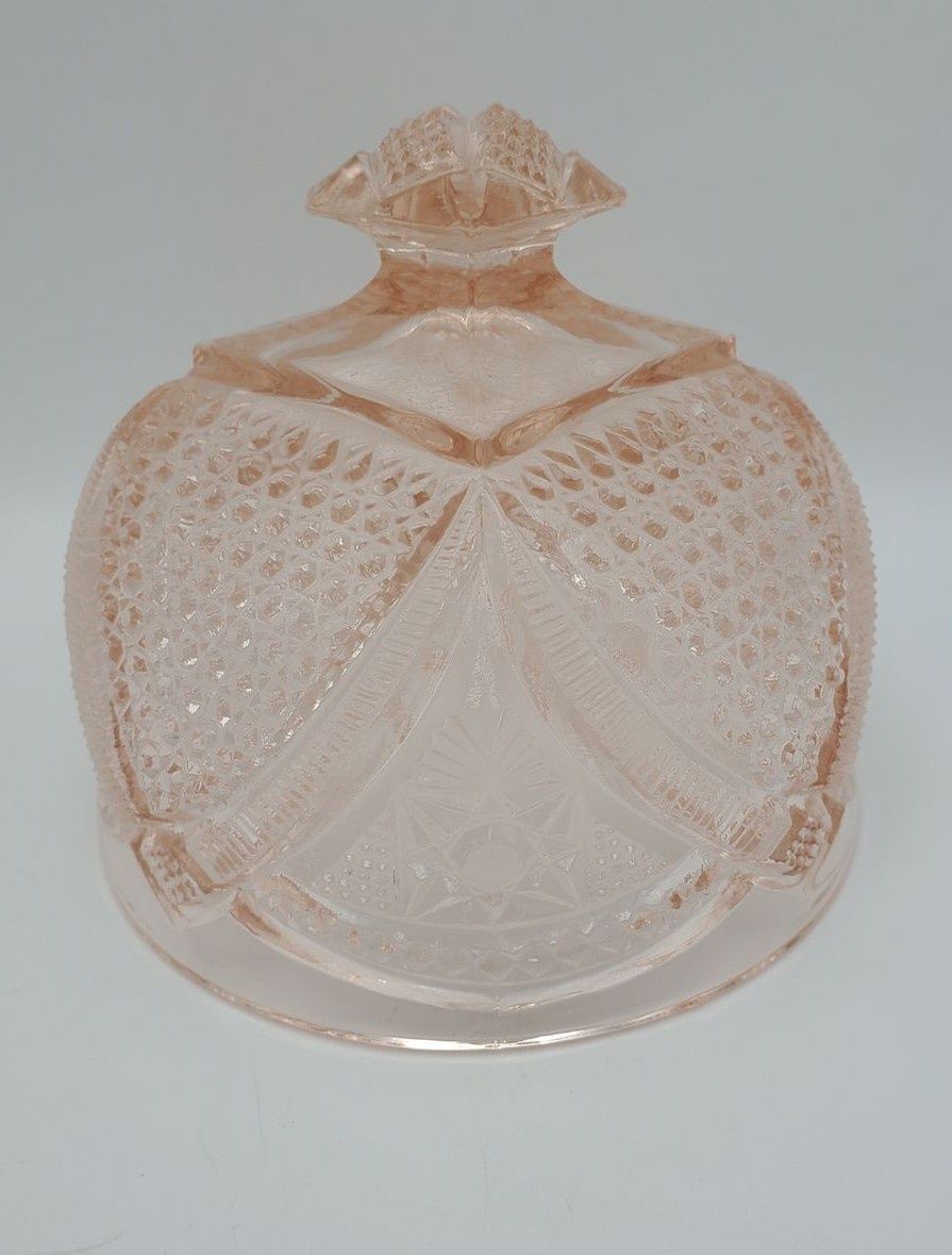 Vintage Pink Depression Pressed Glass Dome