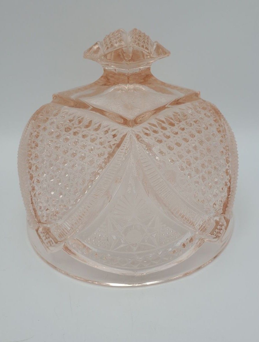 Vintage Pink Depression Pressed Glass Dome