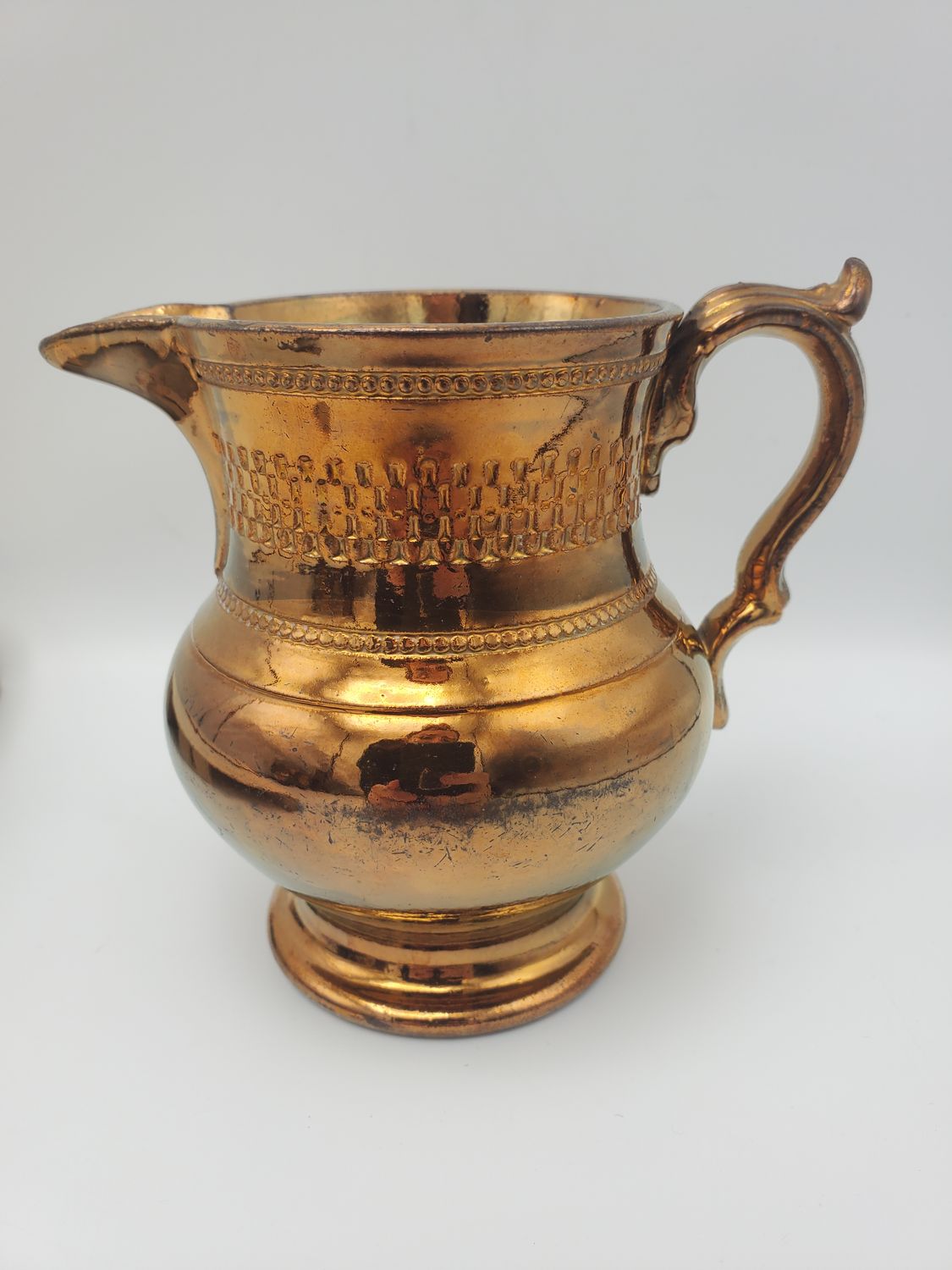 Copper Lusterware Antique Checkered Creamer
