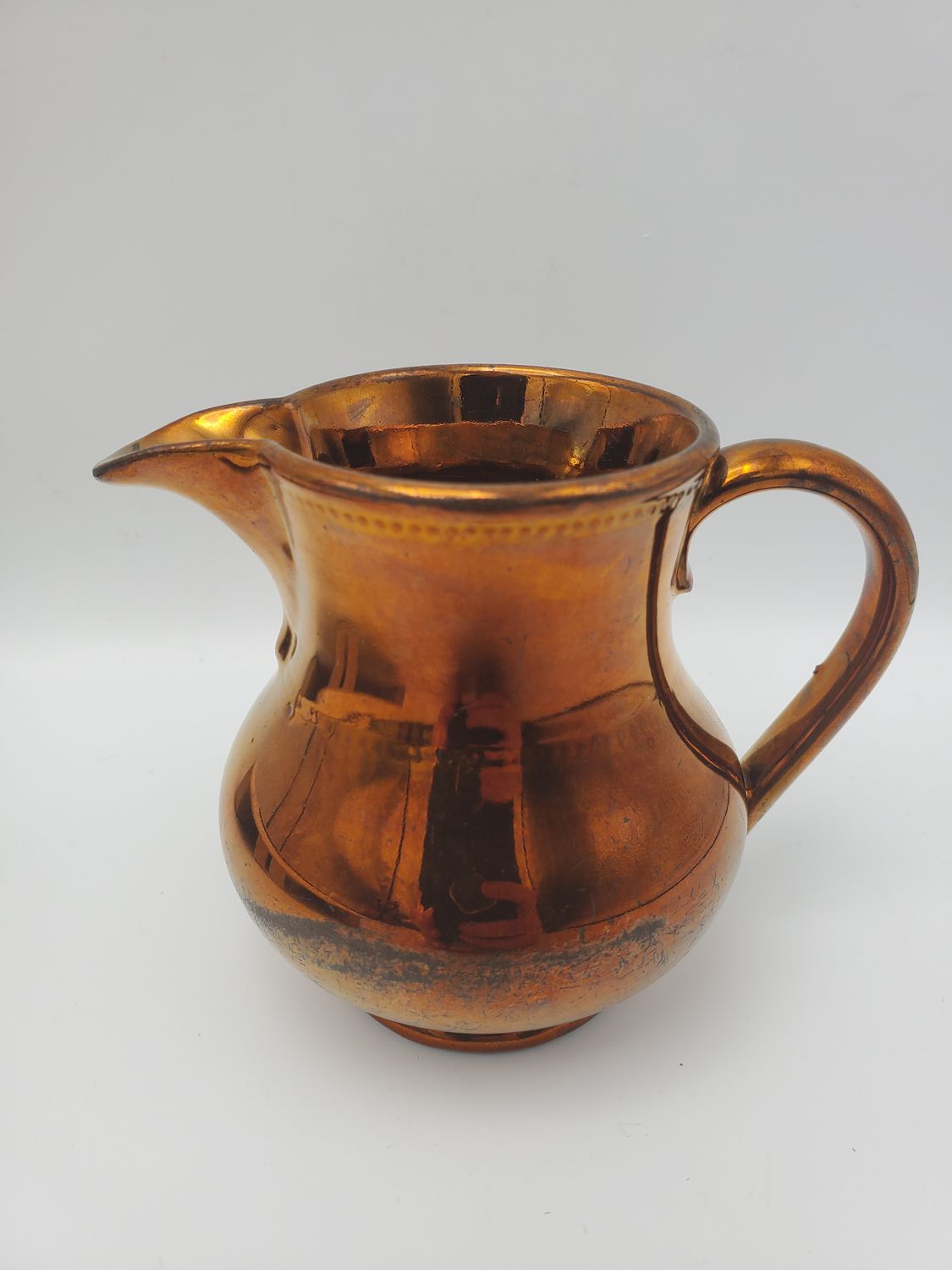 Antique English Solid Copper Lusterware Mini Creamer