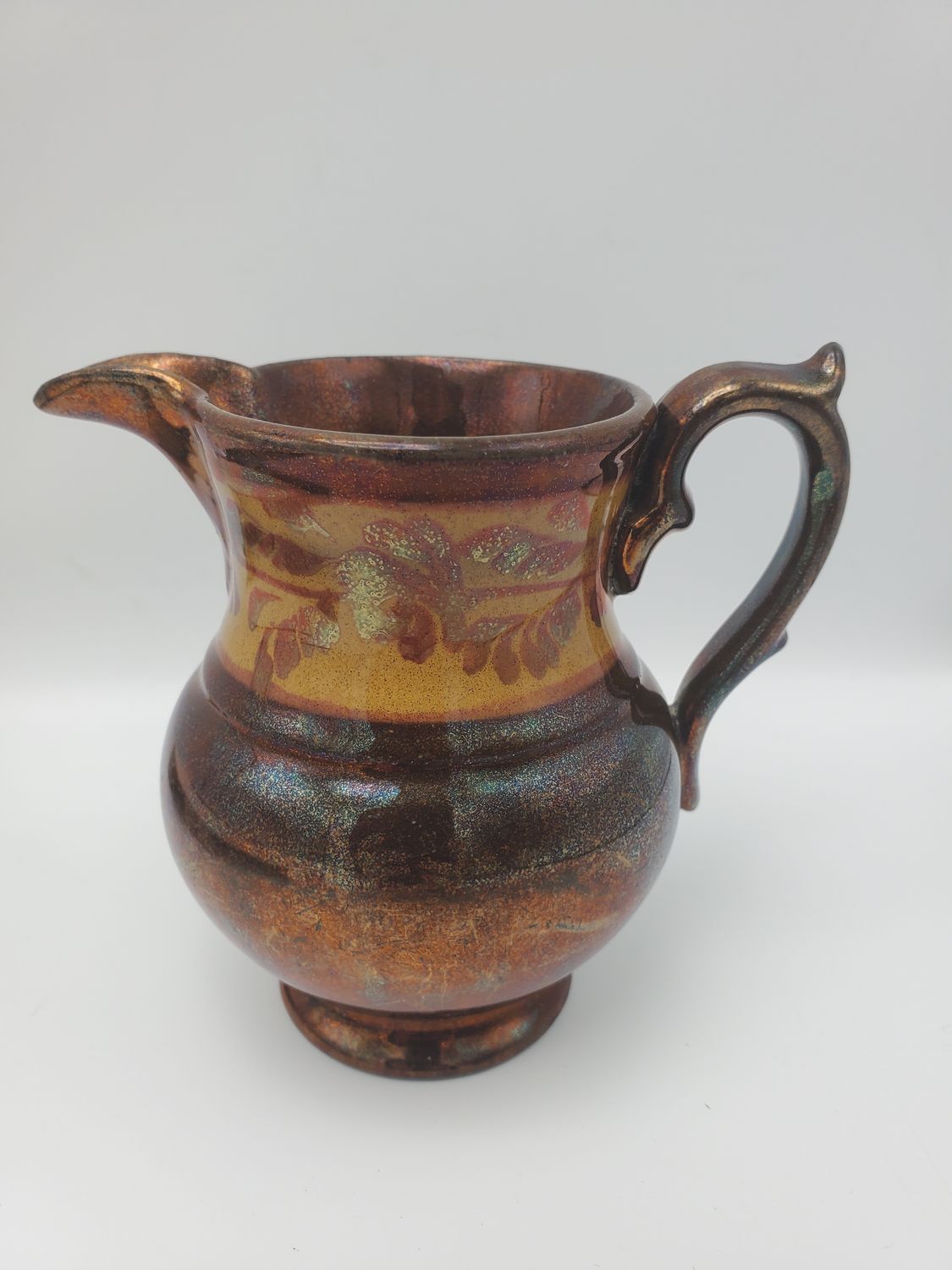 Victorian Dark Floral Band Copper Lustre Creamer