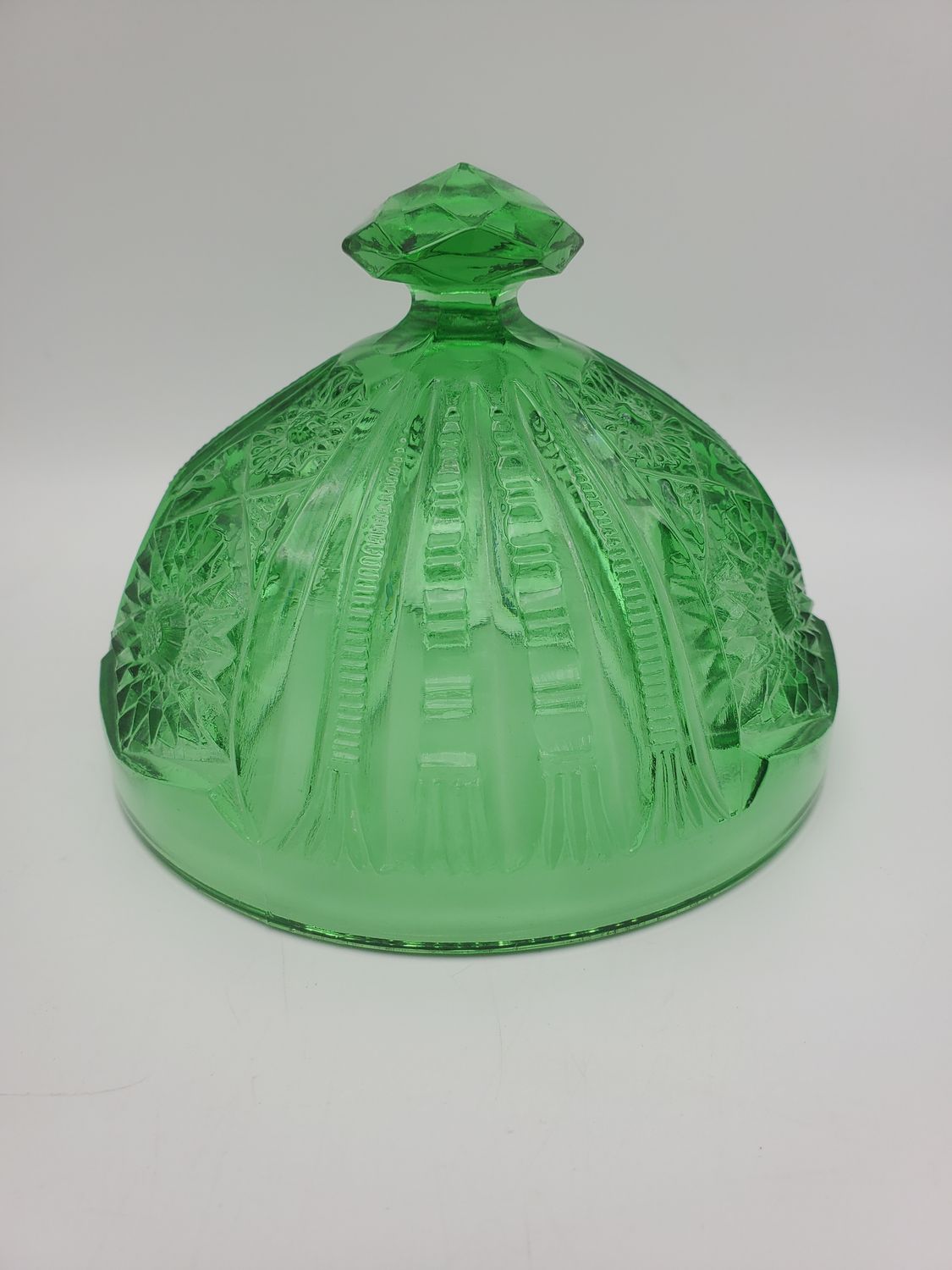Vintage Green Pressed Glass Dome