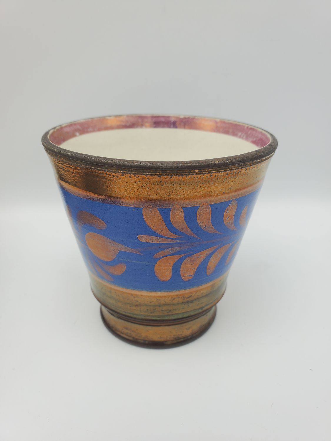 Antique Copper Lustreware Rose Gold Lip Cup
