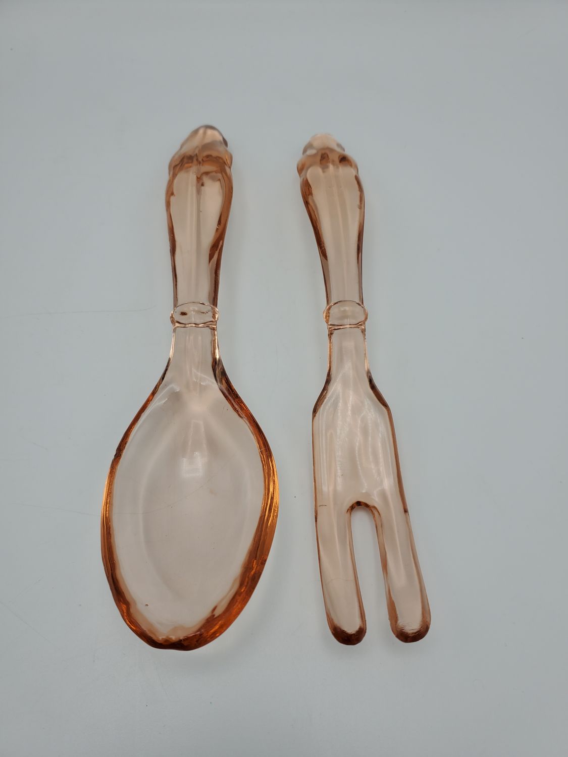 Pink Depression Glass Salad Utensils