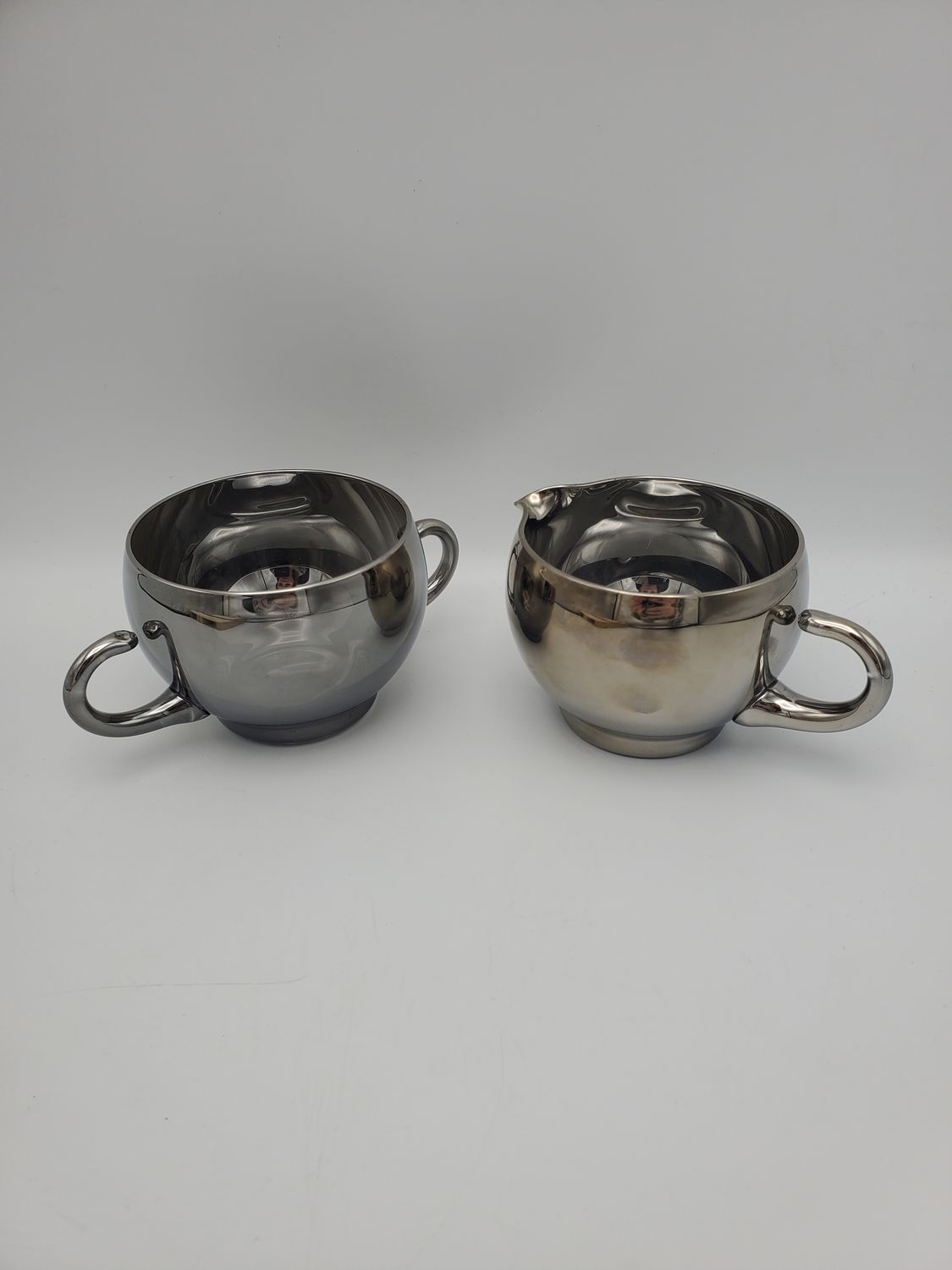Chrome cream and sugar set