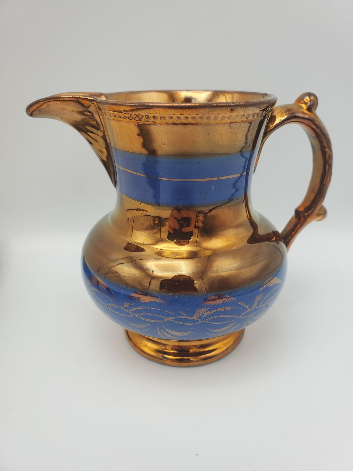 Copper Antique Lustre Dbl Blue Creamer
