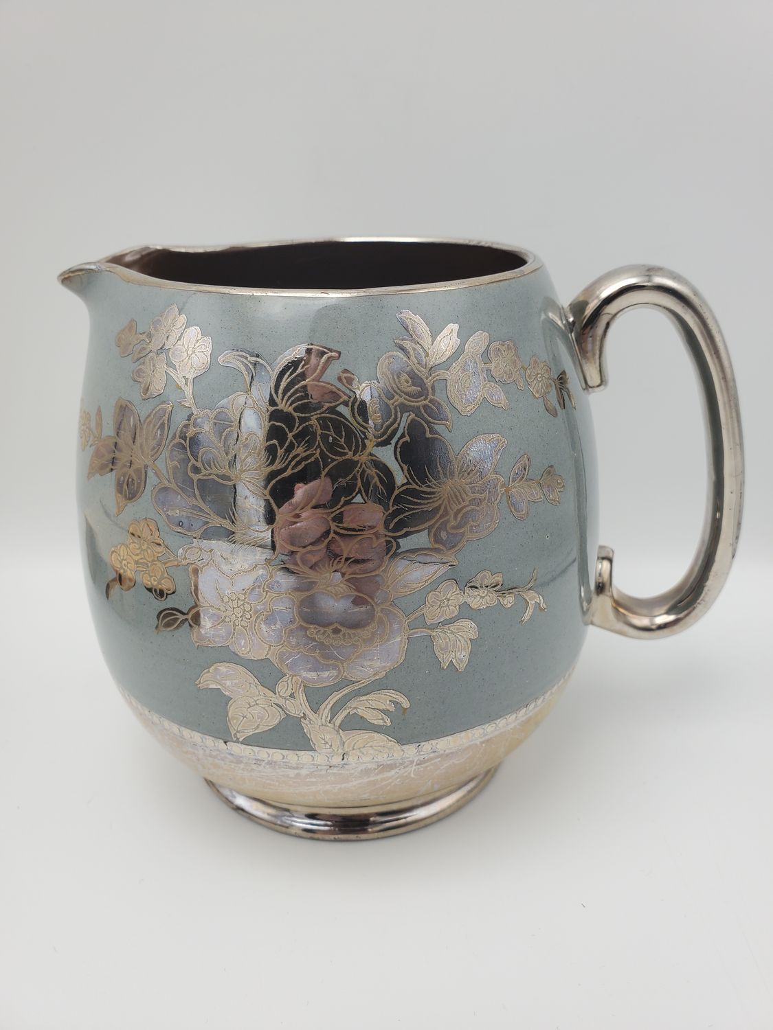 Sadler England Silver Overlay Lusterware Vintage Creamer