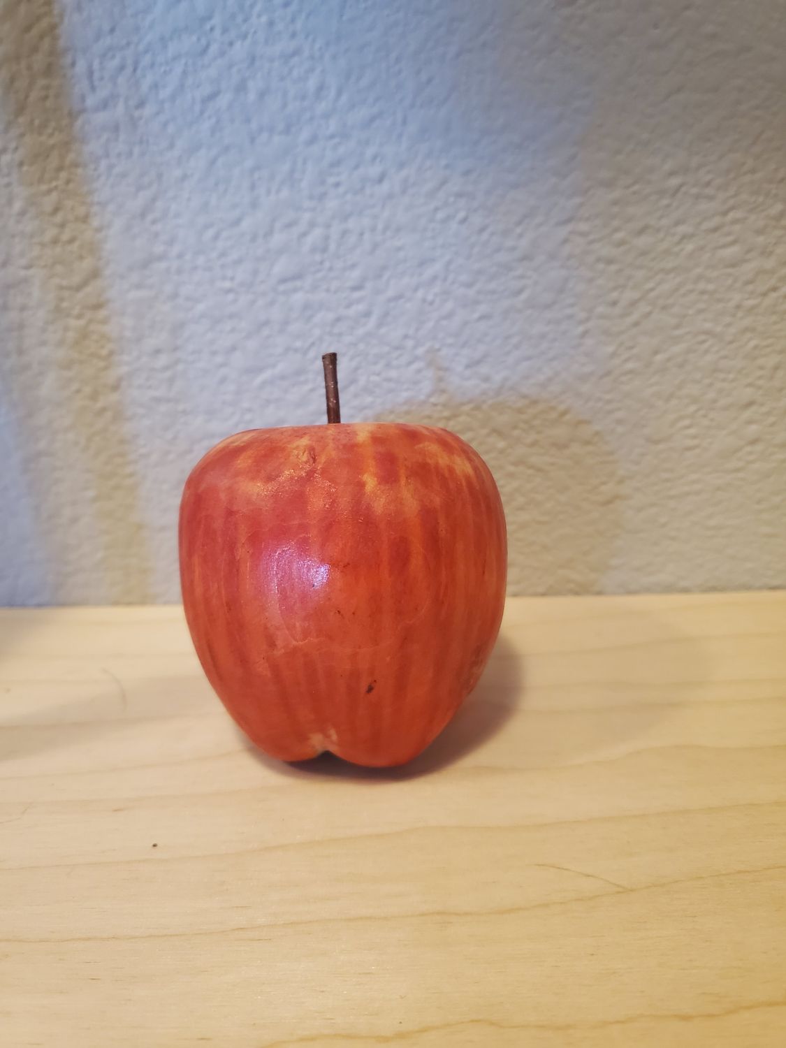 Hand-Carved Red Wooden Apple Figurine