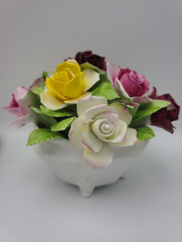 Royal Adderley Bone China Vintage Floral Bouquet in Pedestal Bowl
