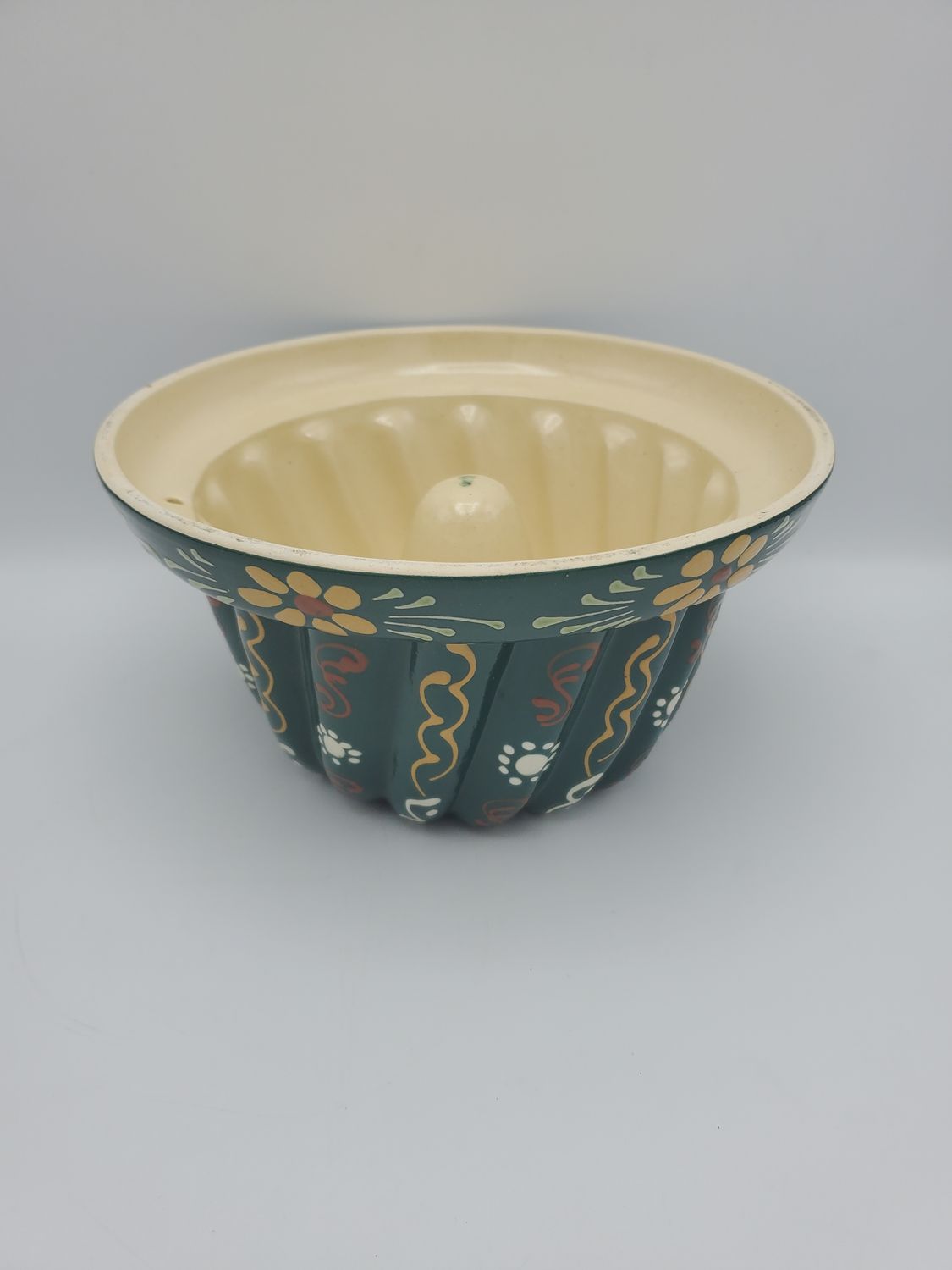 Hand-Painted Vintage Ceramic Gugelhupf Mold