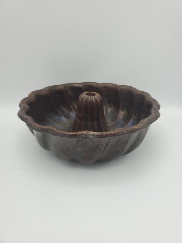 Brown Glazed Stoneware Antique Kugelhopf