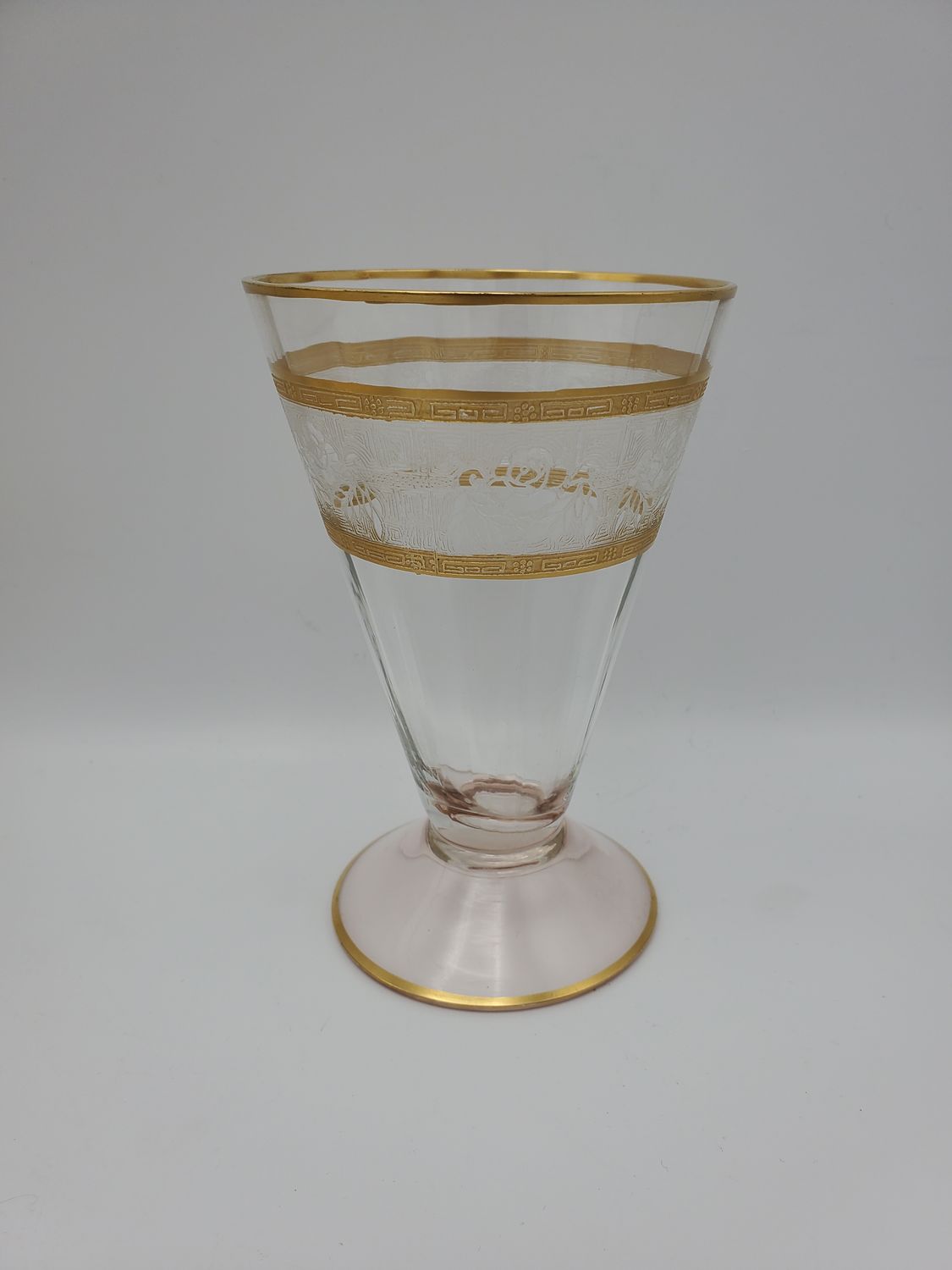 2 Gold Encrusted Etched Cocktail Stem