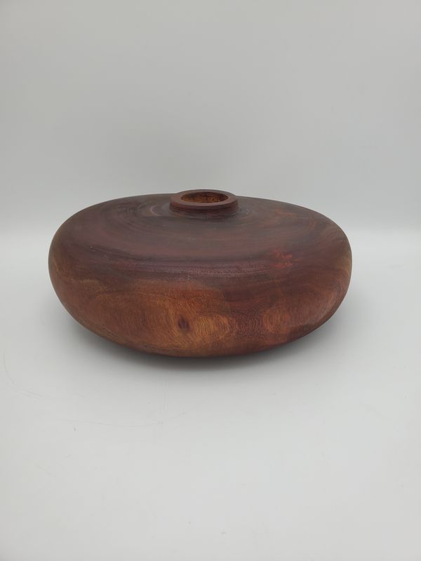 Ceramic &amp; Wood Composite Low Bowl Vase