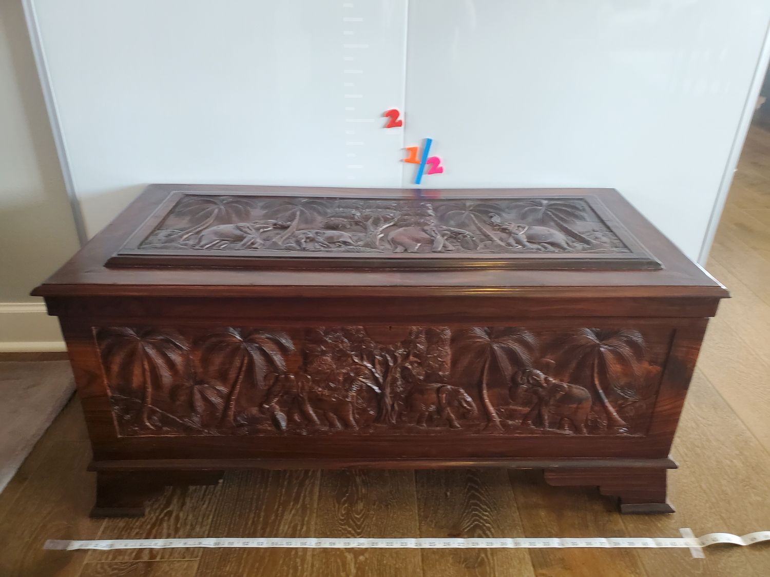 Hand-Carved Vintage Elephant Jungle Wood Trunk