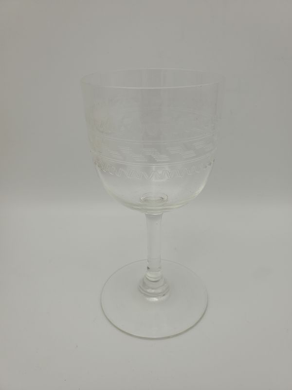 Etched Vint Crystal Wine Glasses Set of 4