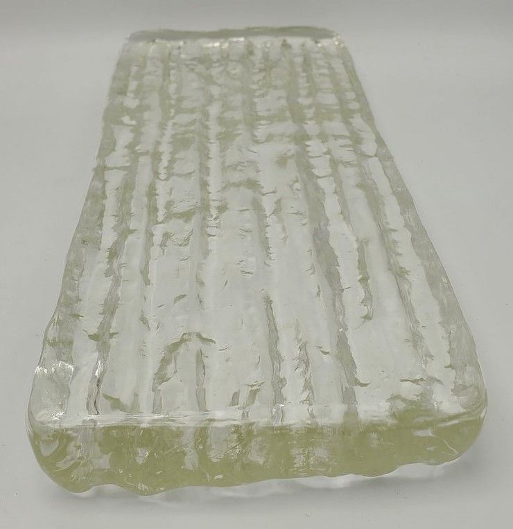 Modern Clear Ribbed Fused Glass Tray