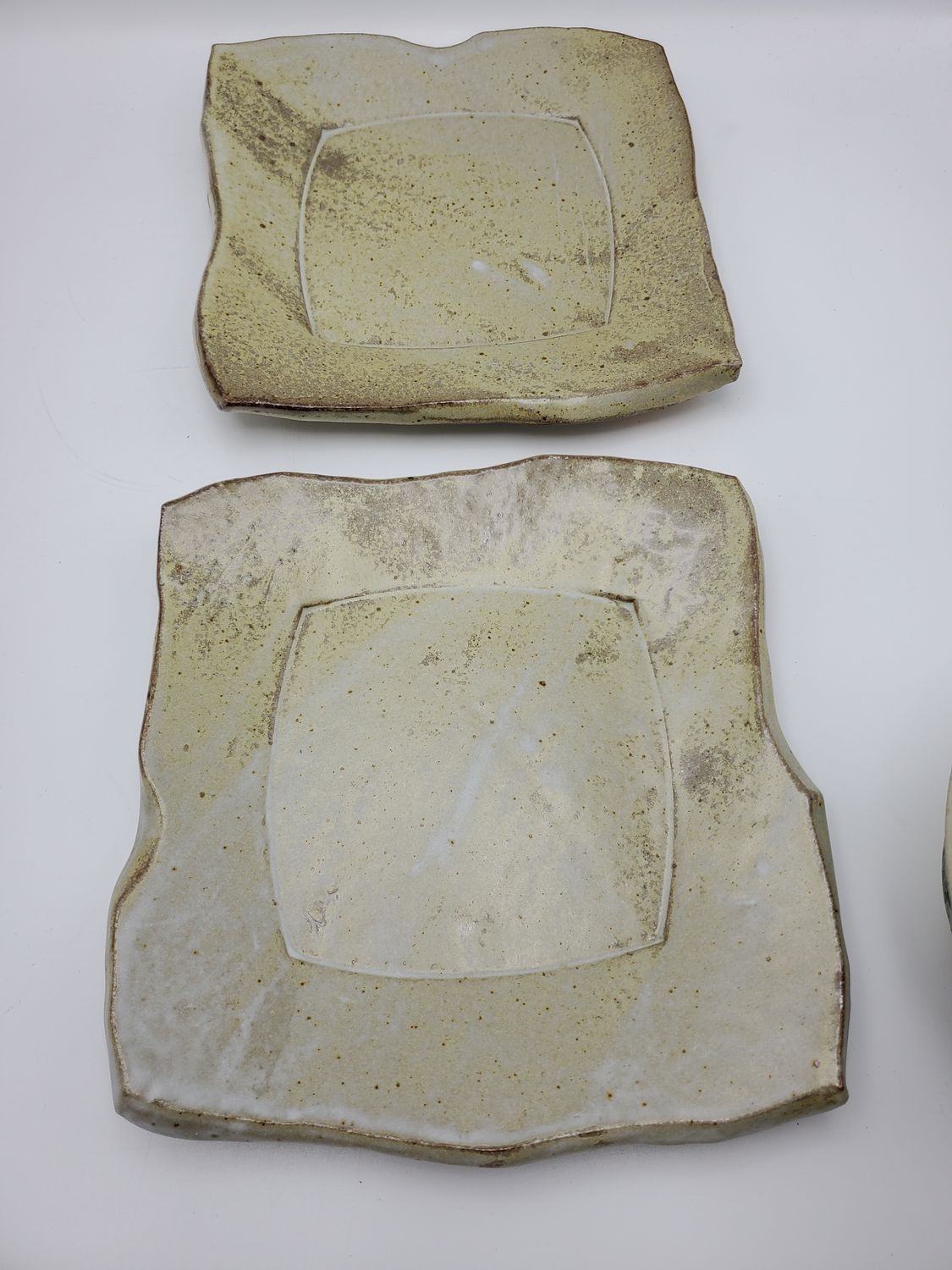 Set of 2 Studio Pottery Square Plates