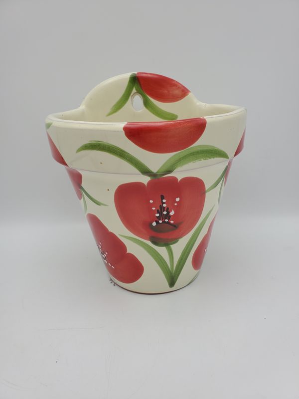 Red Poppies Wall Pocket Planter