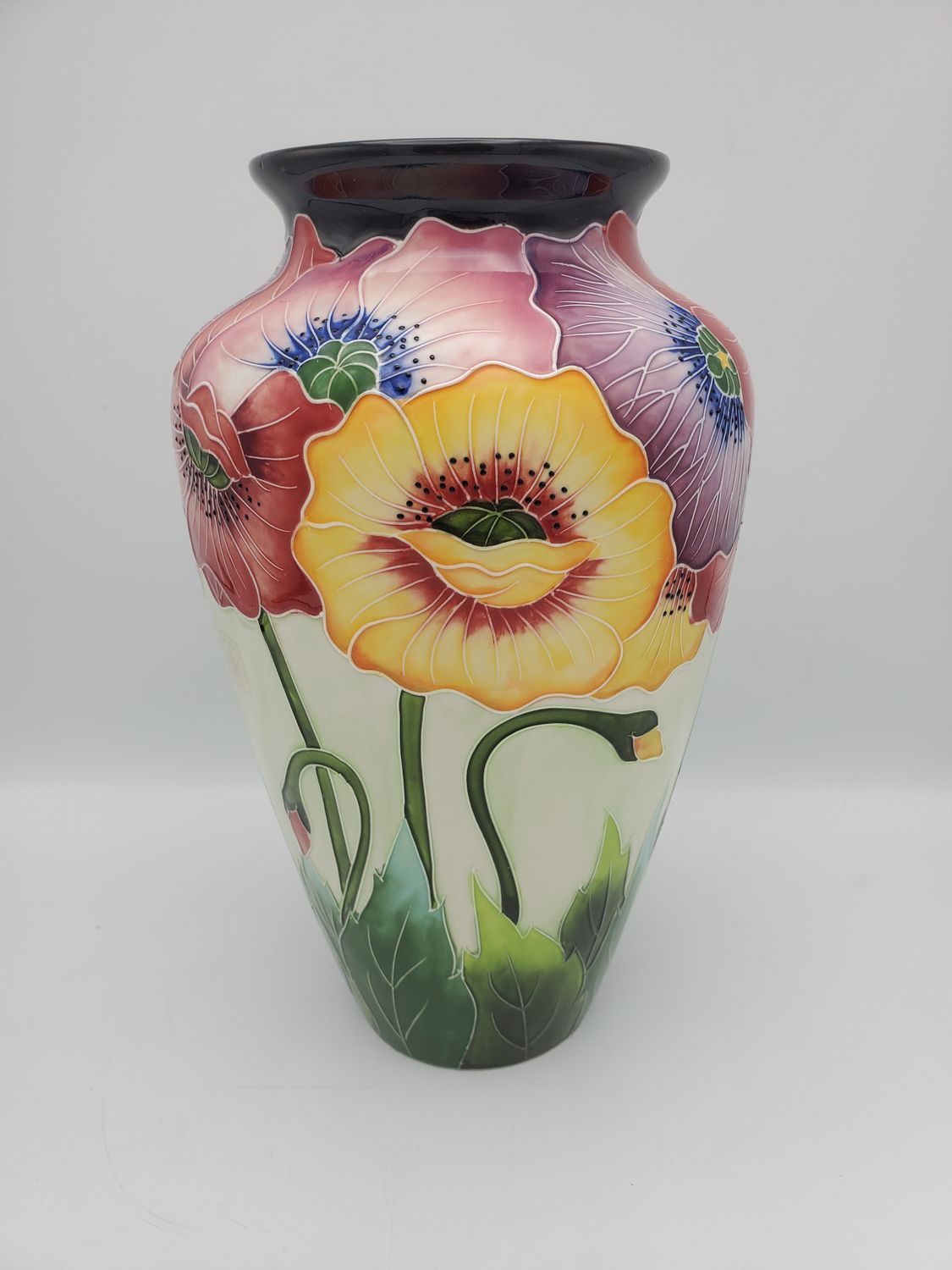 J. McCall Blue Sky Poppy Ceramic Vase