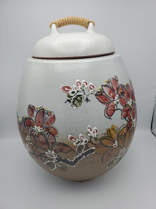 Rope Handle Lidded Ceramic Storage Jar