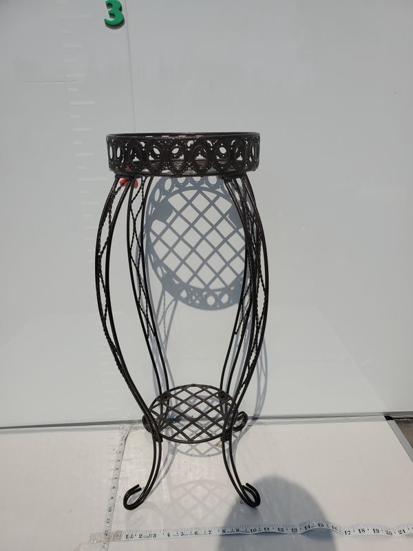 Vintage Wrought Woven Iron Plant Stand
