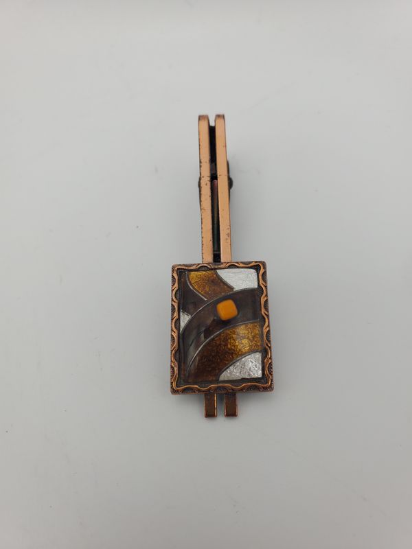 Copper &amp; Enamel MCM Vintage Tie Clip