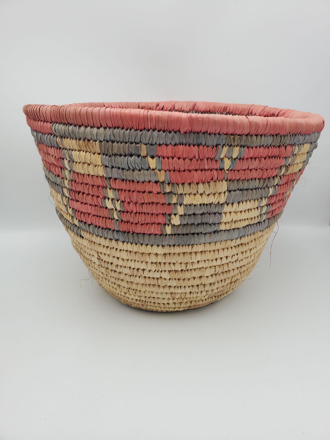 Large Handwoven Multicolor Pattern Basket