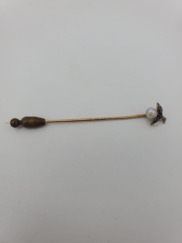 Antique Gold Pearl Stick Pin