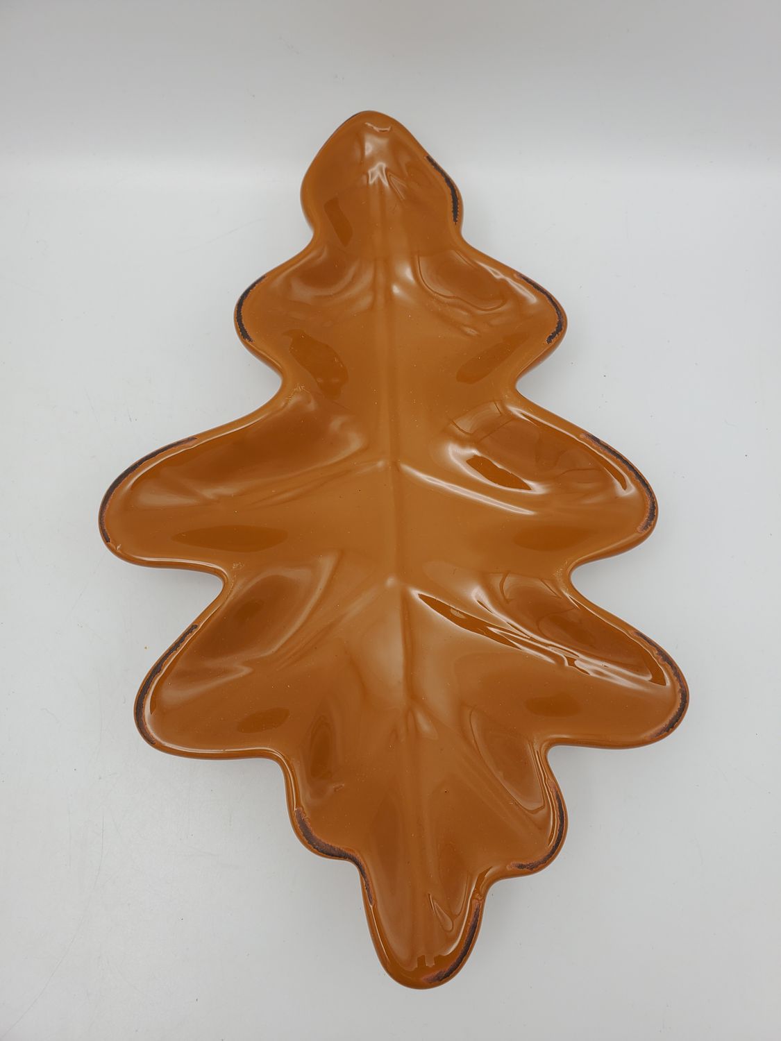 Orange Ceramic Oak Leaf Dish