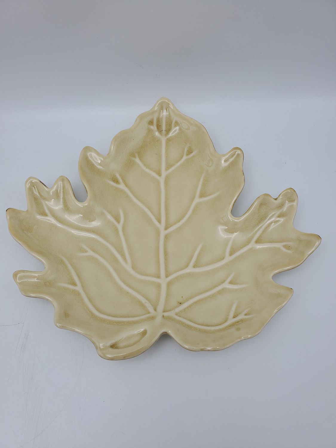 White Maple Leaf Ceramic Dish