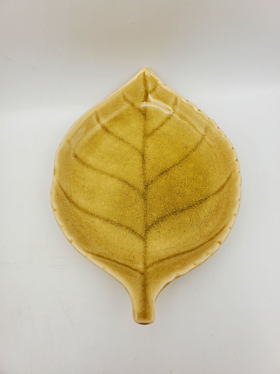 Yellow Fall Leaf Ceramic Dish