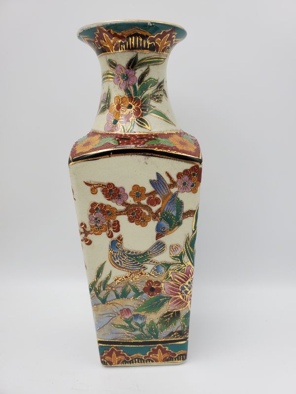 Satsuma-Style Square Hand Painted Vase